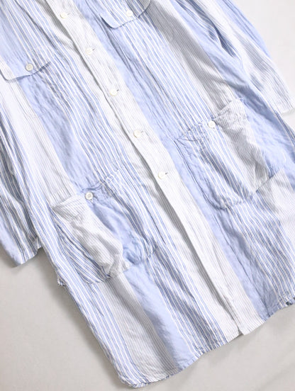 yohji yamamoto pour homme long shirt lightblue-white