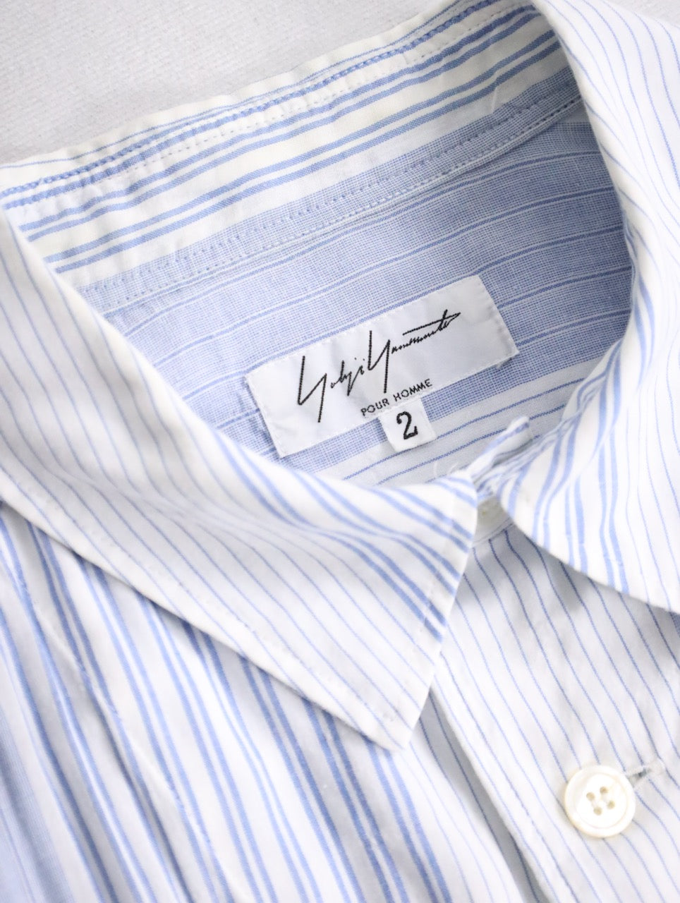 yohji yamamoto pour homme long shirt lightblue-white
