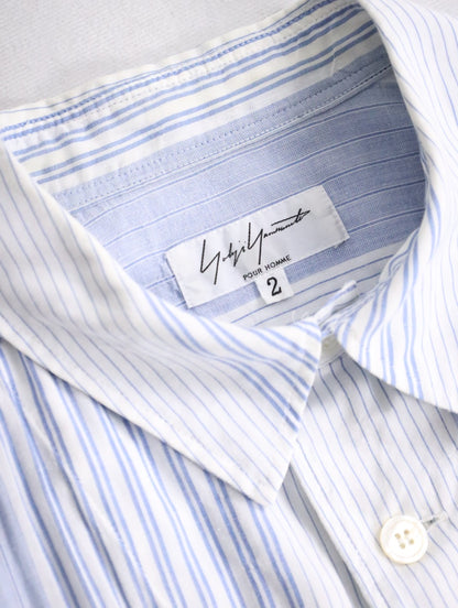 yohji yamamoto pour homme long shirt lightblue-white