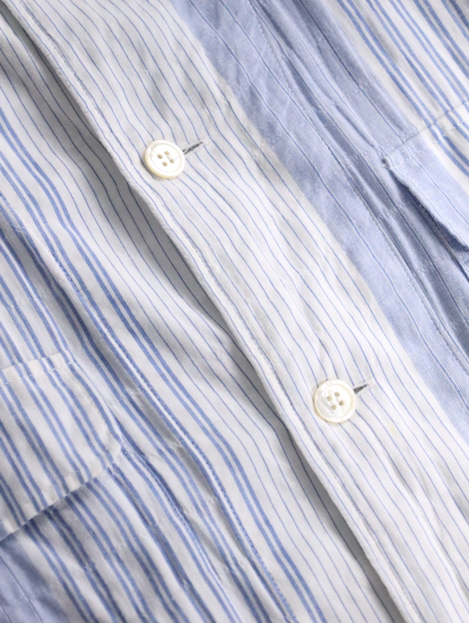 yohji yamamoto pour homme long shirt lightblue-white