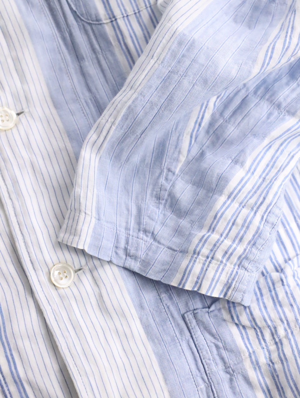 yohji yamamoto pour homme long shirt lightblue-white