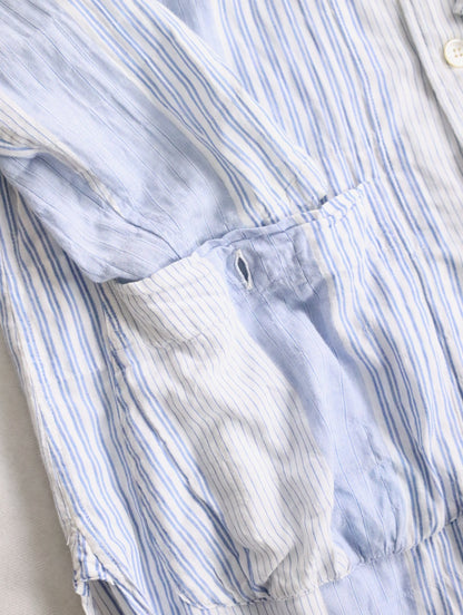 yohji yamamoto pour homme long shirt lightblue-white