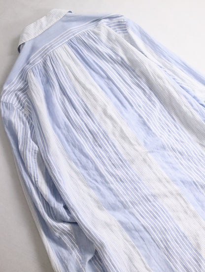 yohji yamamoto pour homme long shirt lightblue-white