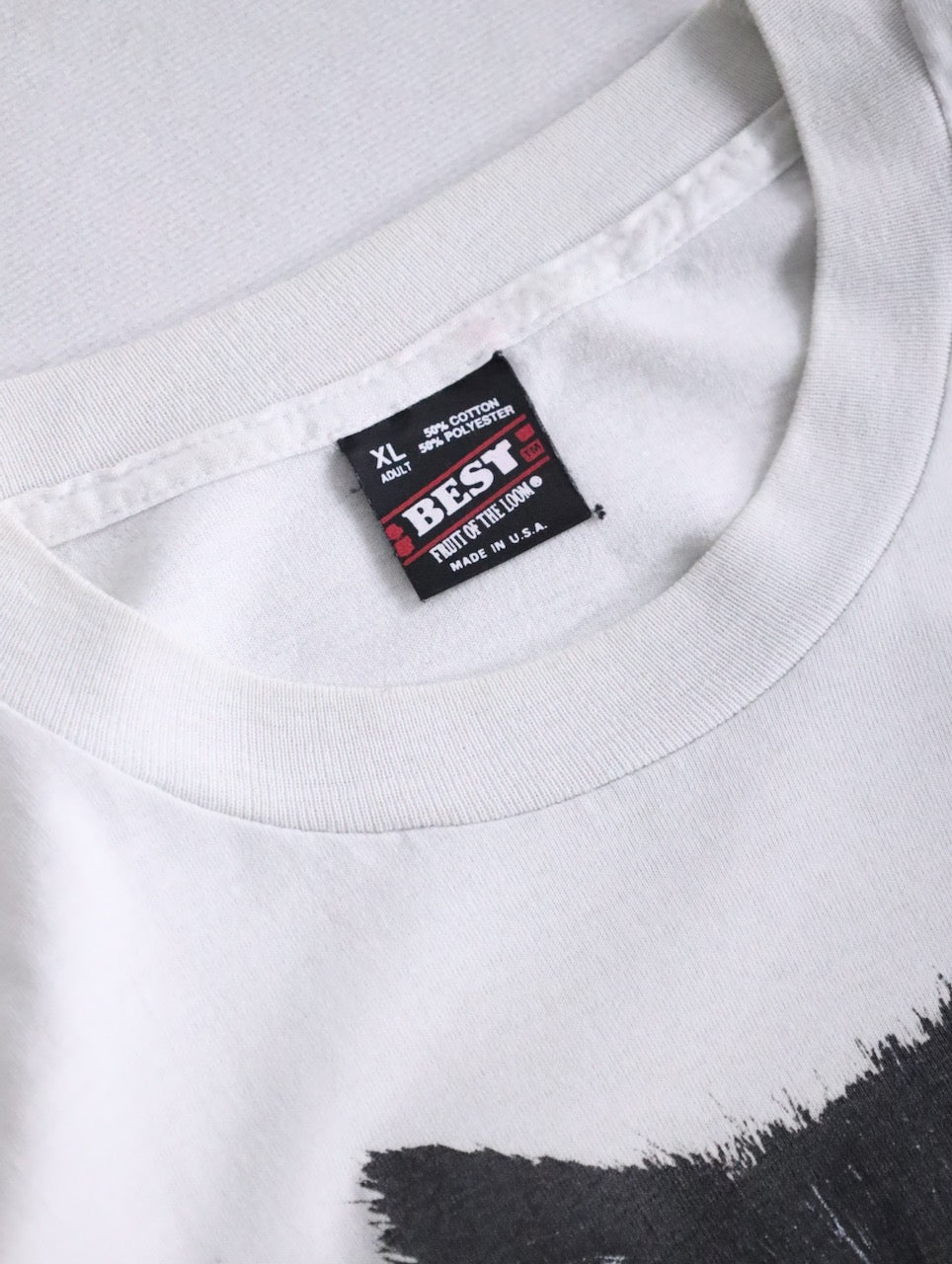 90s Fruit of the room cat print tee white-black