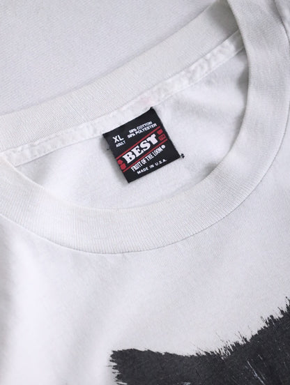 90s Fruit of the room cat print tee white-black
