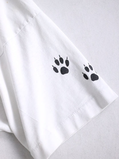 90s Fruit of the room cat print tee white-black