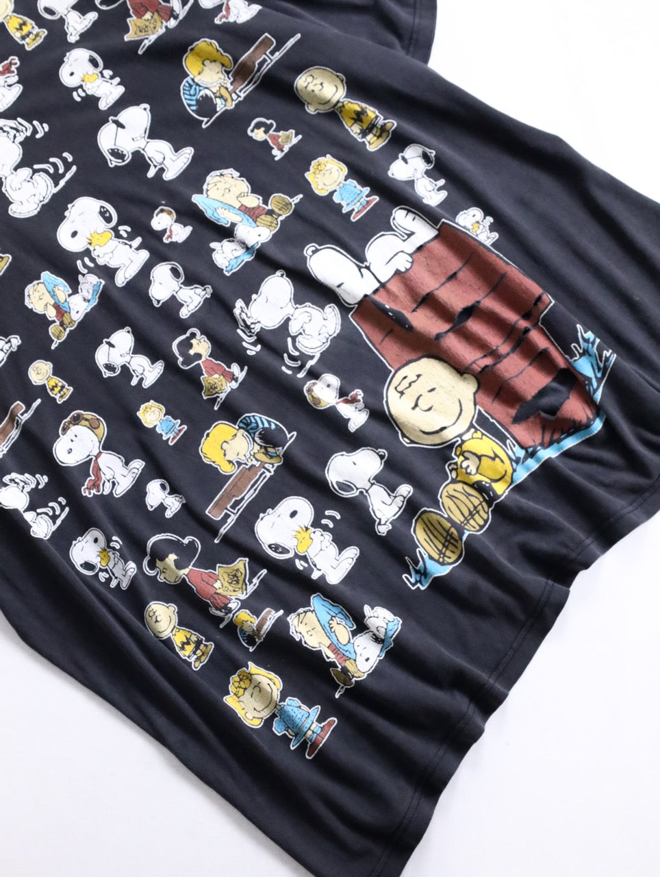 snoopy print oversize tee black-white-multi