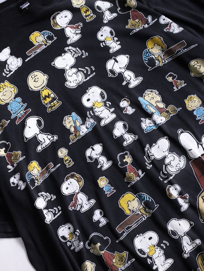 snoopy print oversize tee black-white-multi