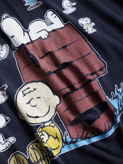 snoopy print oversize tee black-white-multi