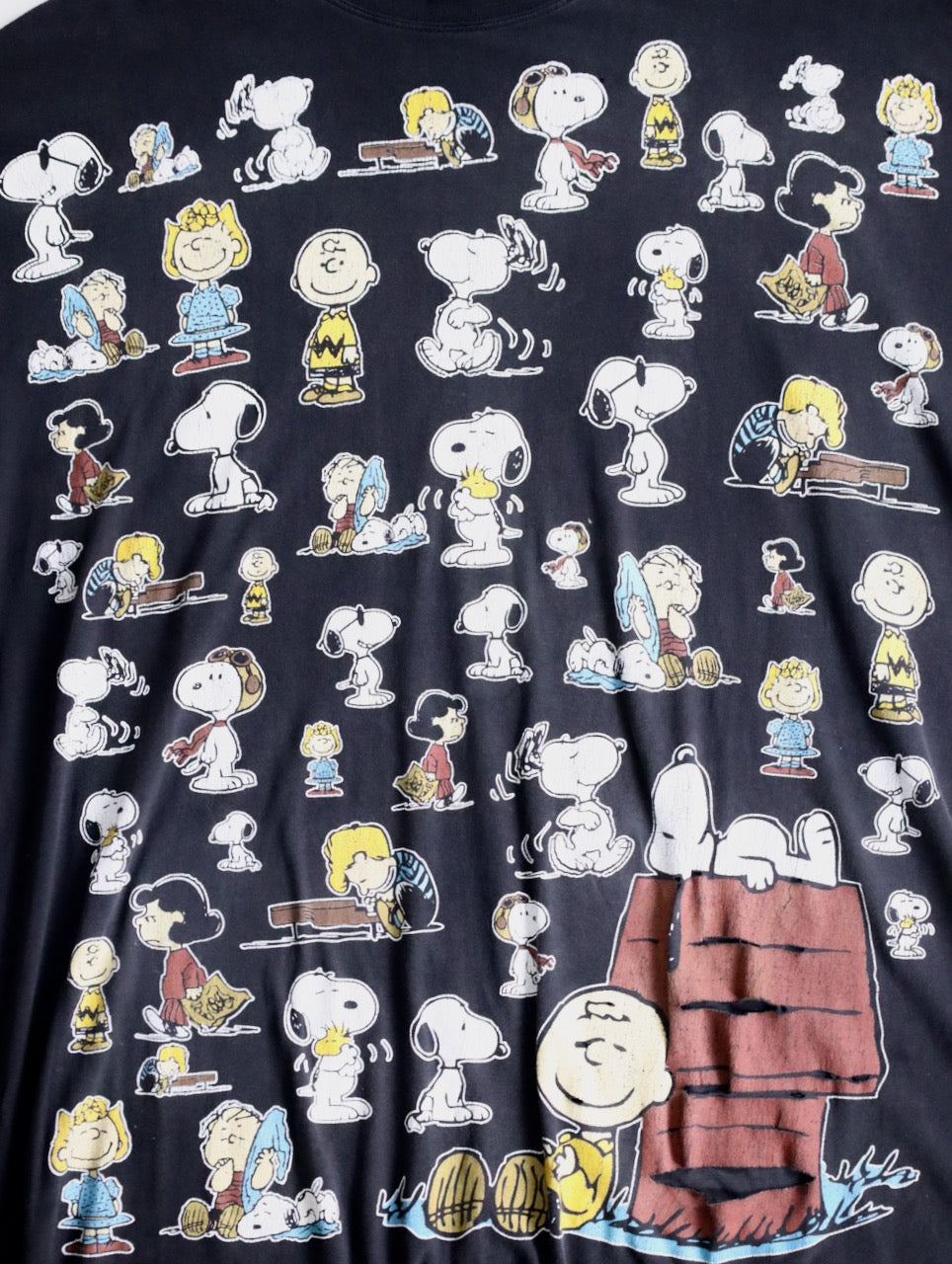 snoopy print oversize tee black-white-multi
