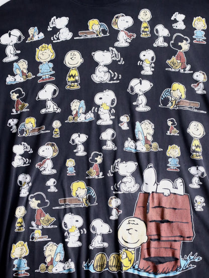 snoopy print oversize tee black-white-multi