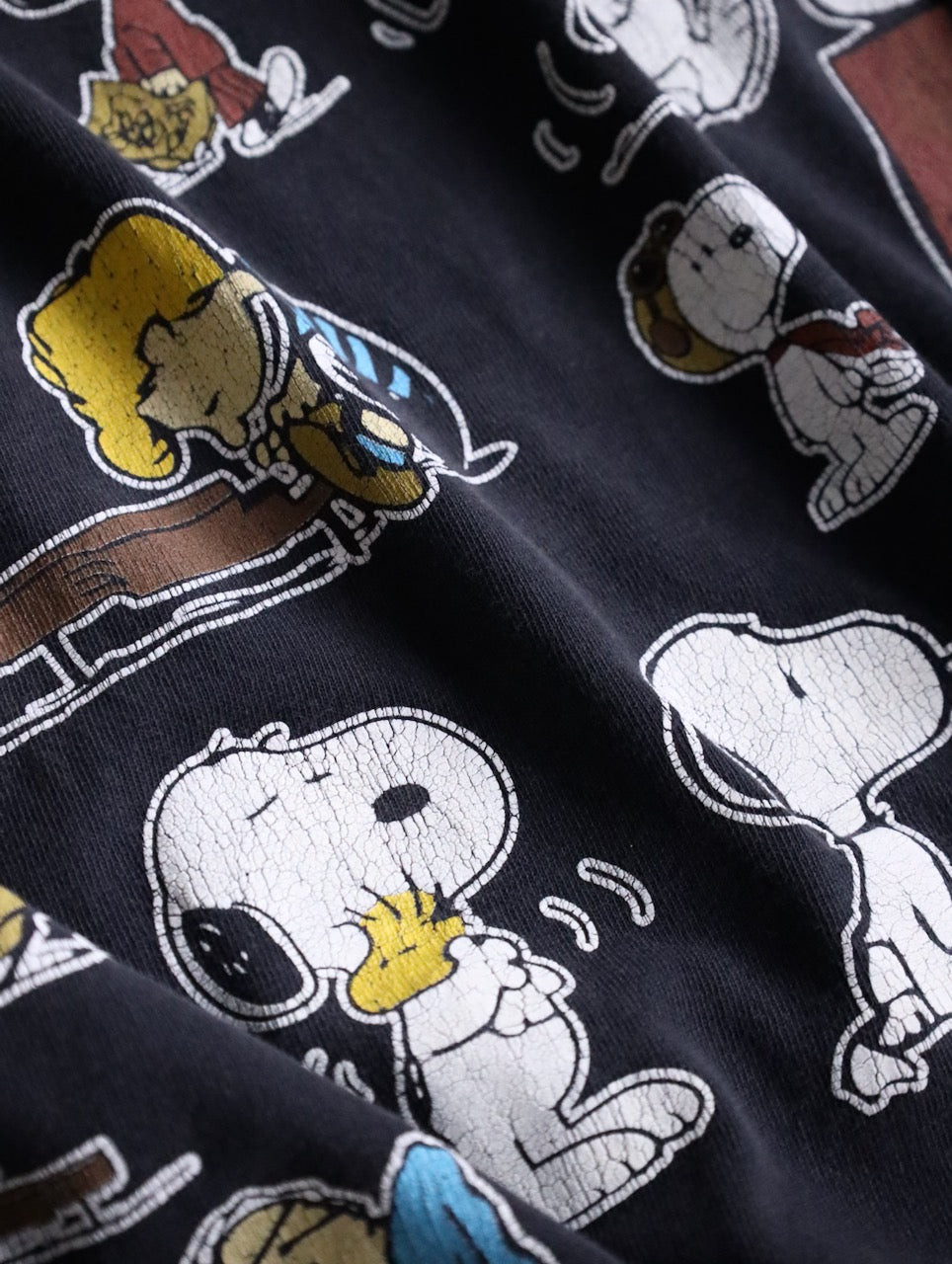 snoopy print oversize tee black-white-multi