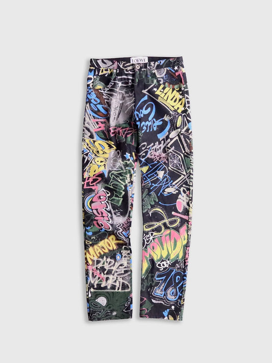 LOEWE graffiti denim pants multi