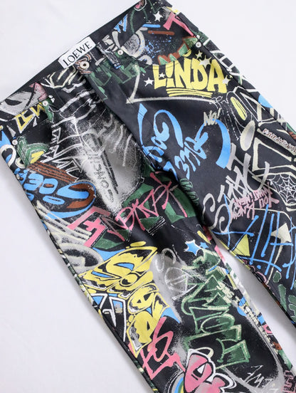LOEWE graffiti denim pants multi