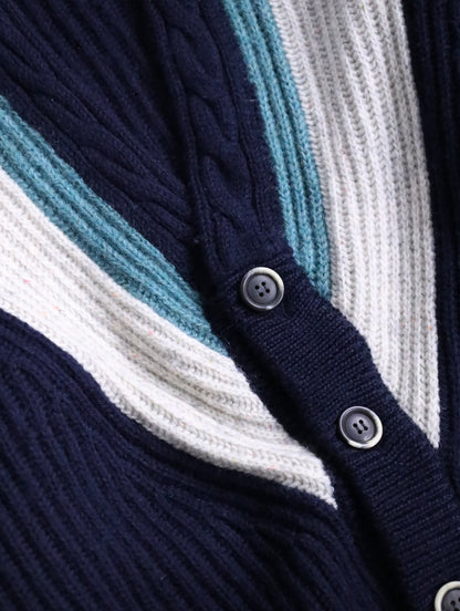 GIORGIO ARMANI rib knit cardigan navy-white-lightblue