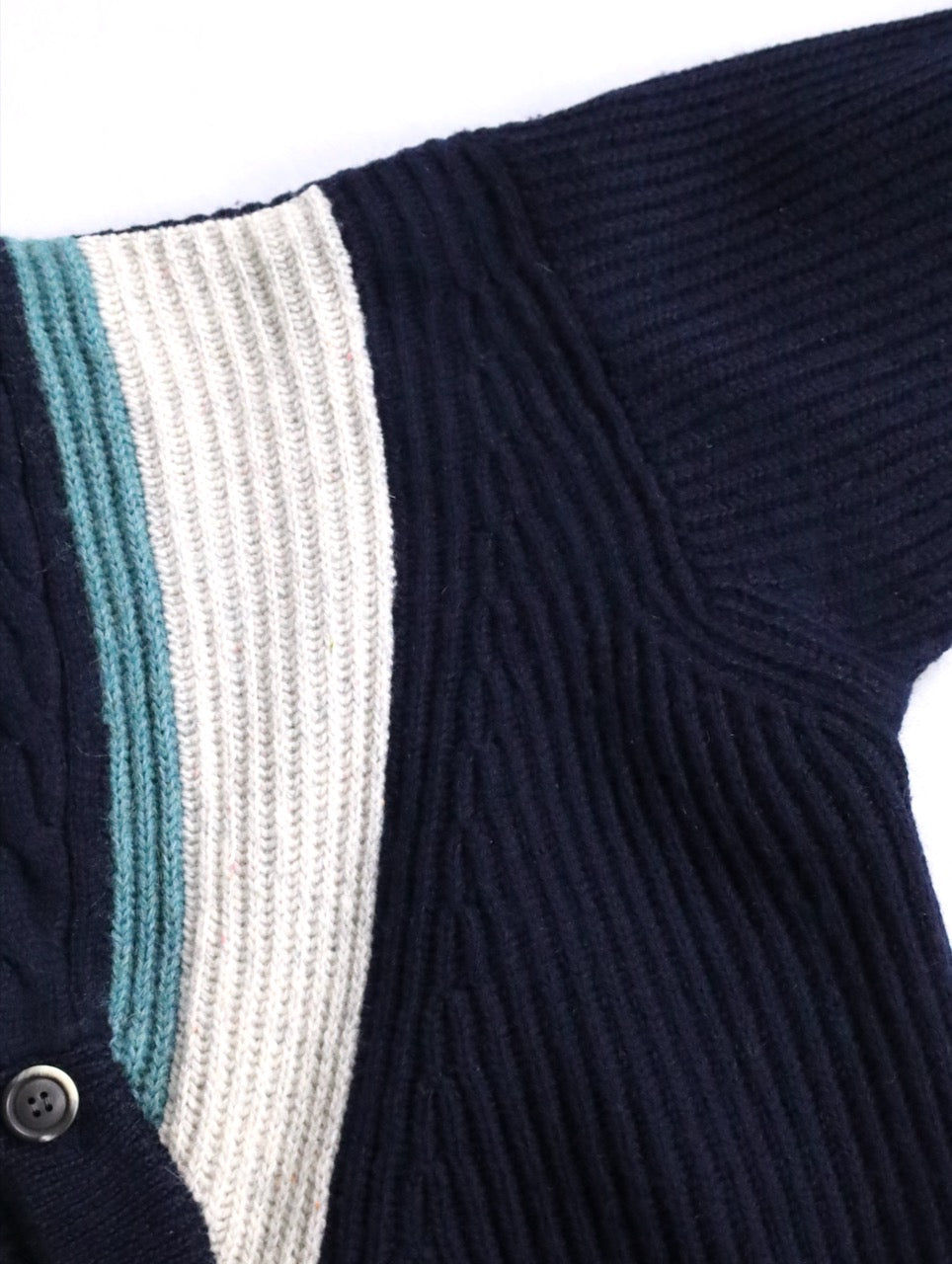 GIORGIO ARMANI rib knit cardigan navy-white-lightblue
