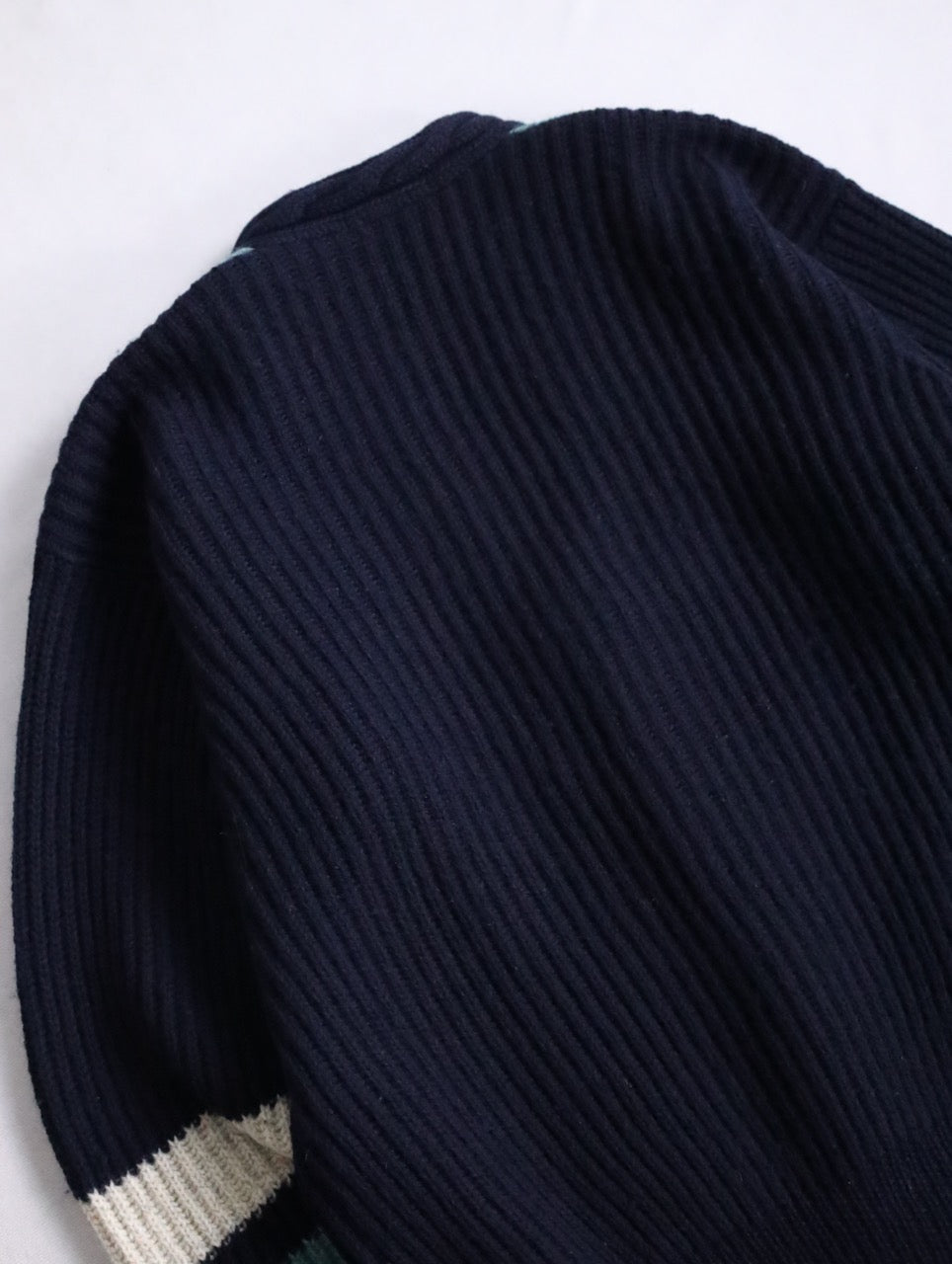 GIORGIO ARMANI rib knit cardigan navy-white-lightblue