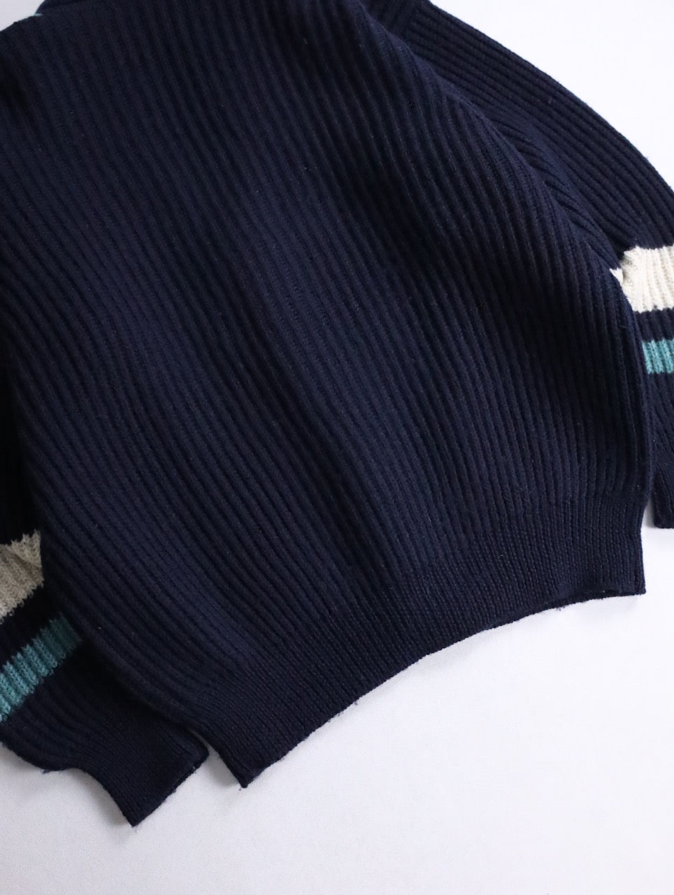 GIORGIO ARMANI rib knit cardigan navy-white-lightblue