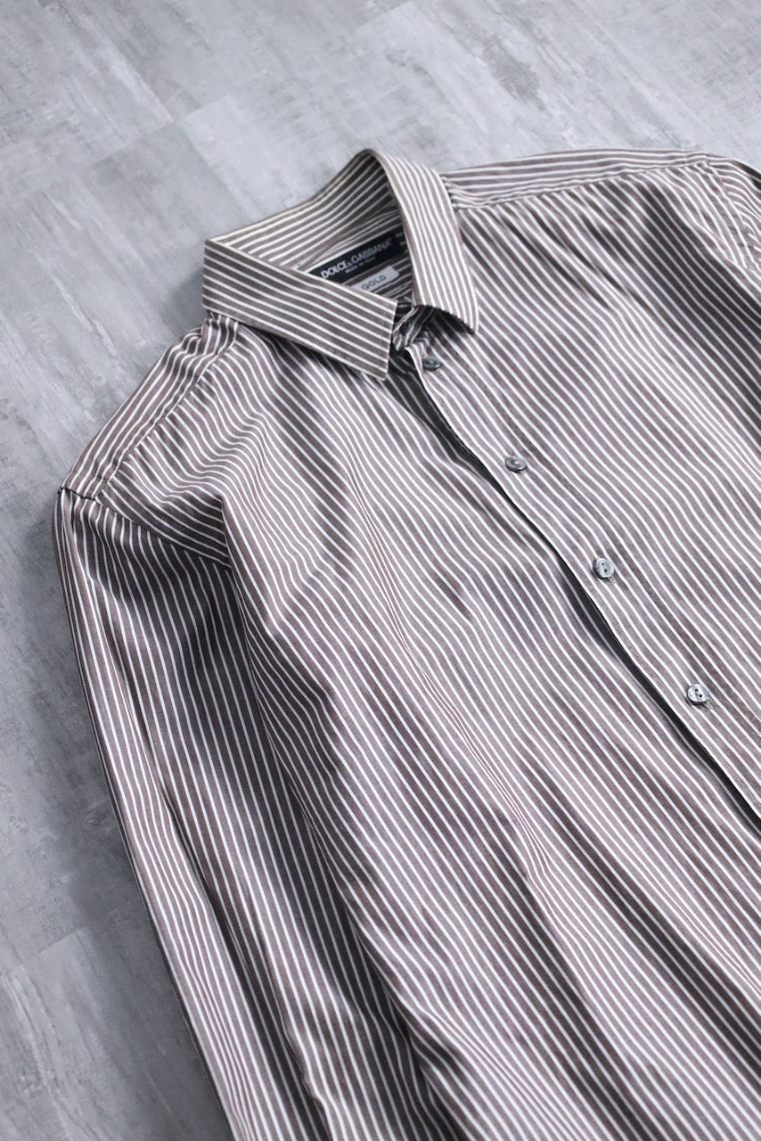 90's Dolce & Gabbana stripe shirt brown