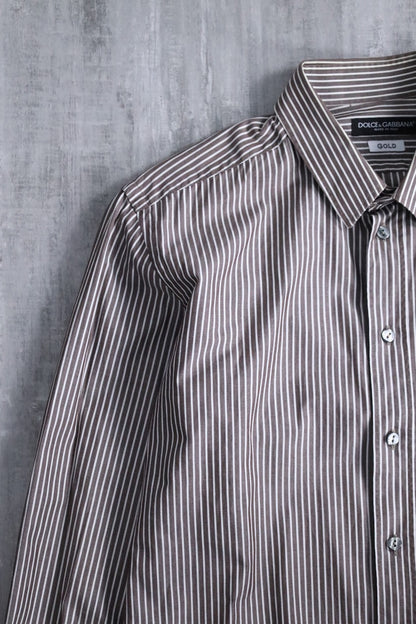 90's Dolce & Gabbana stripe shirt brown
