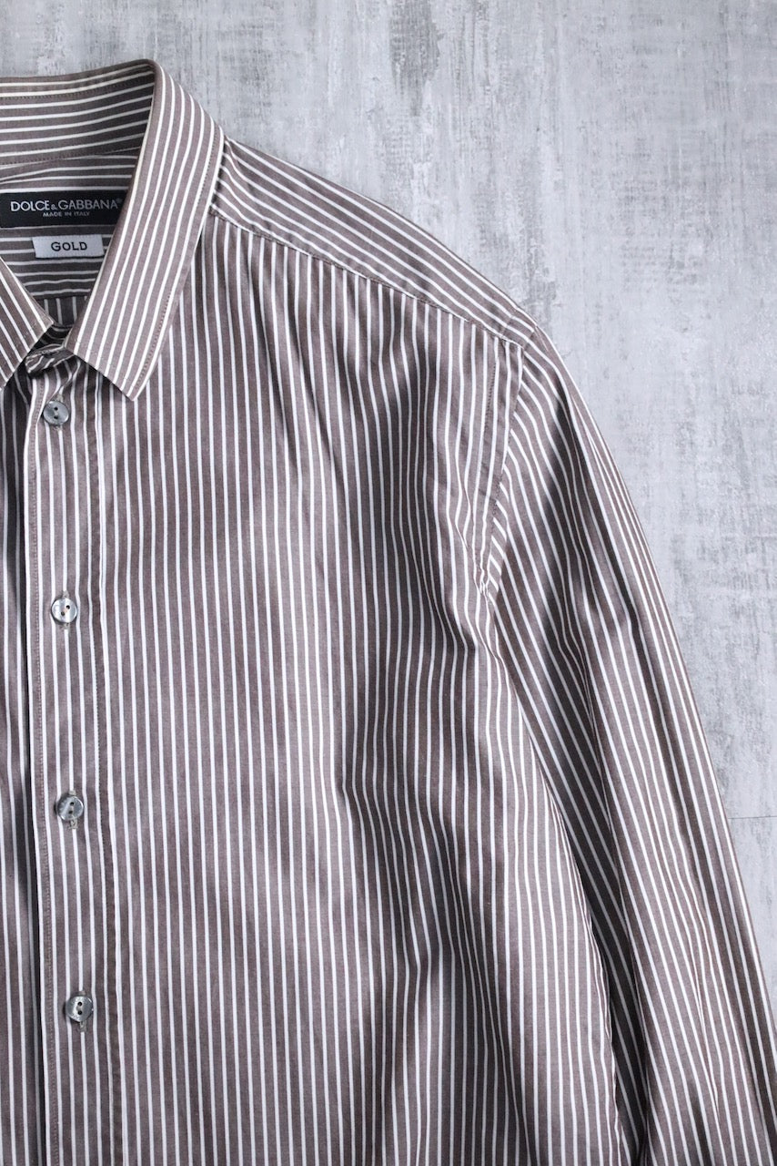 90's Dolce & Gabbana stripe shirt brown