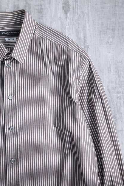 90's Dolce & Gabbana stripe shirt brown