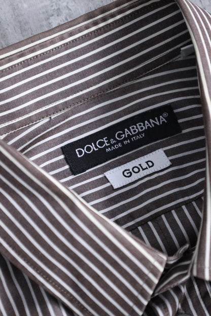 90's Dolce & Gabbana stripe shirt brown