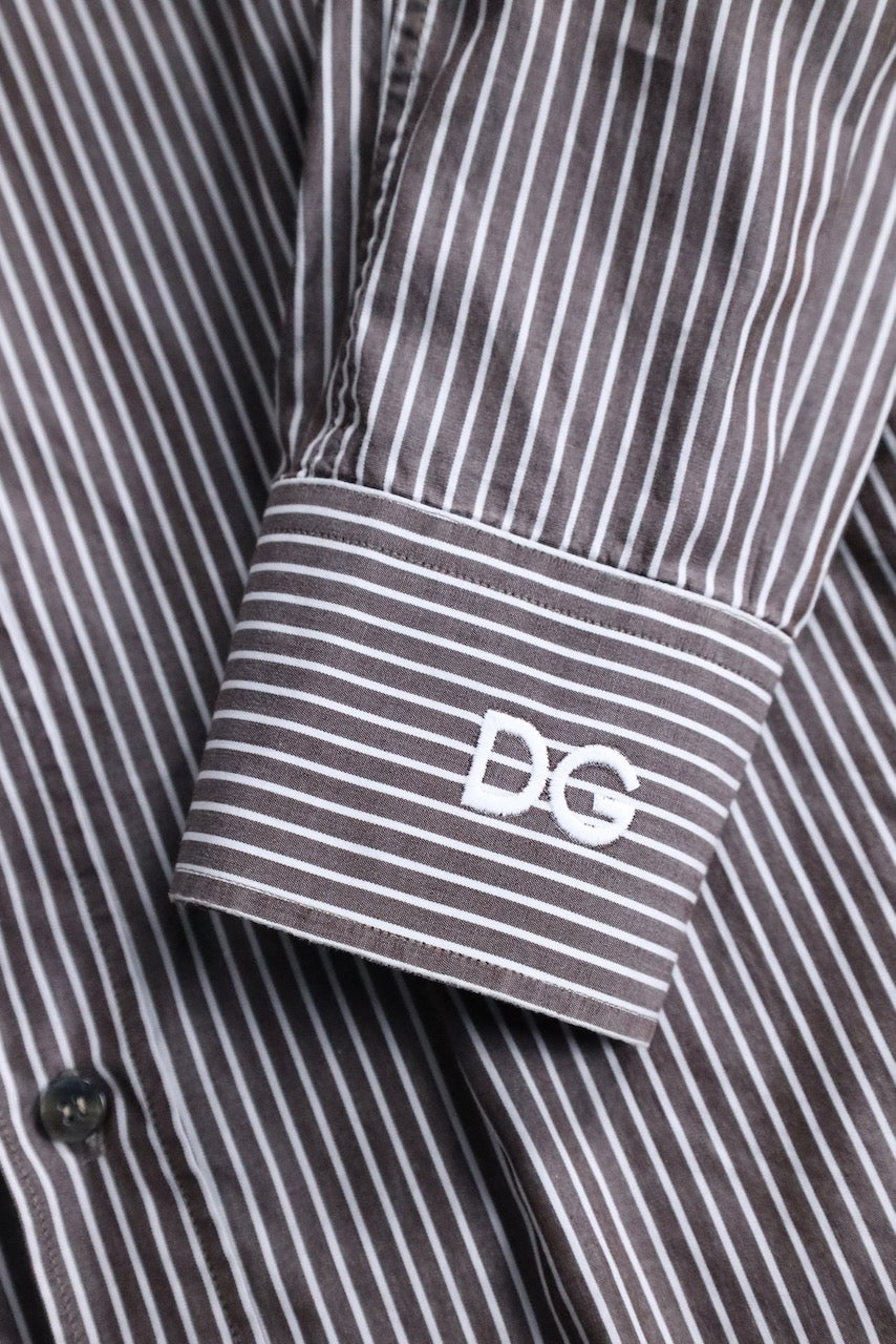 90's Dolce & Gabbana stripe shirt brown