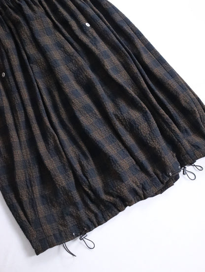 Omar Afridi circle skirt browncheck