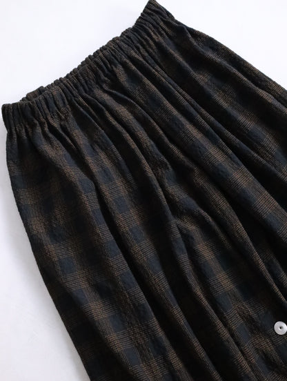 Omar Afridi circle skirt browncheck