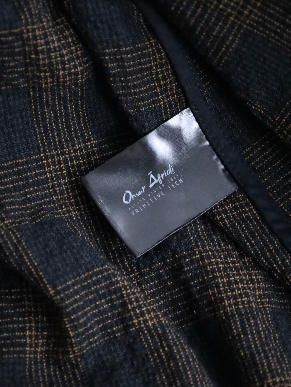 Omar Afridi circle skirt browncheck