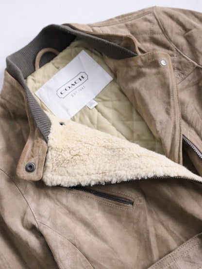 COACH suede cow lether jacket brown