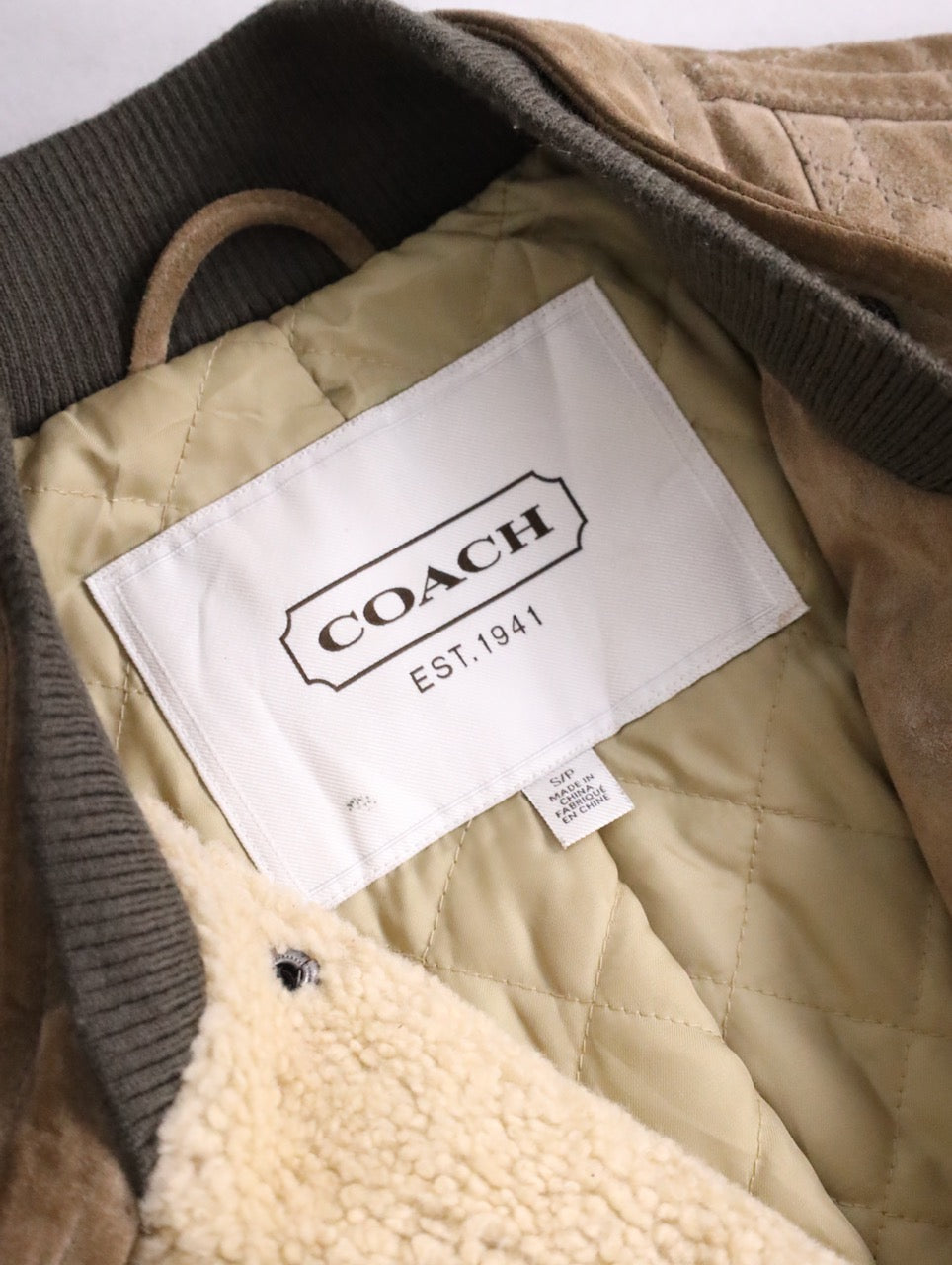 COACH suede cow lether jacket brown