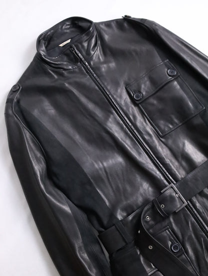 HERMES lamblether half coat black