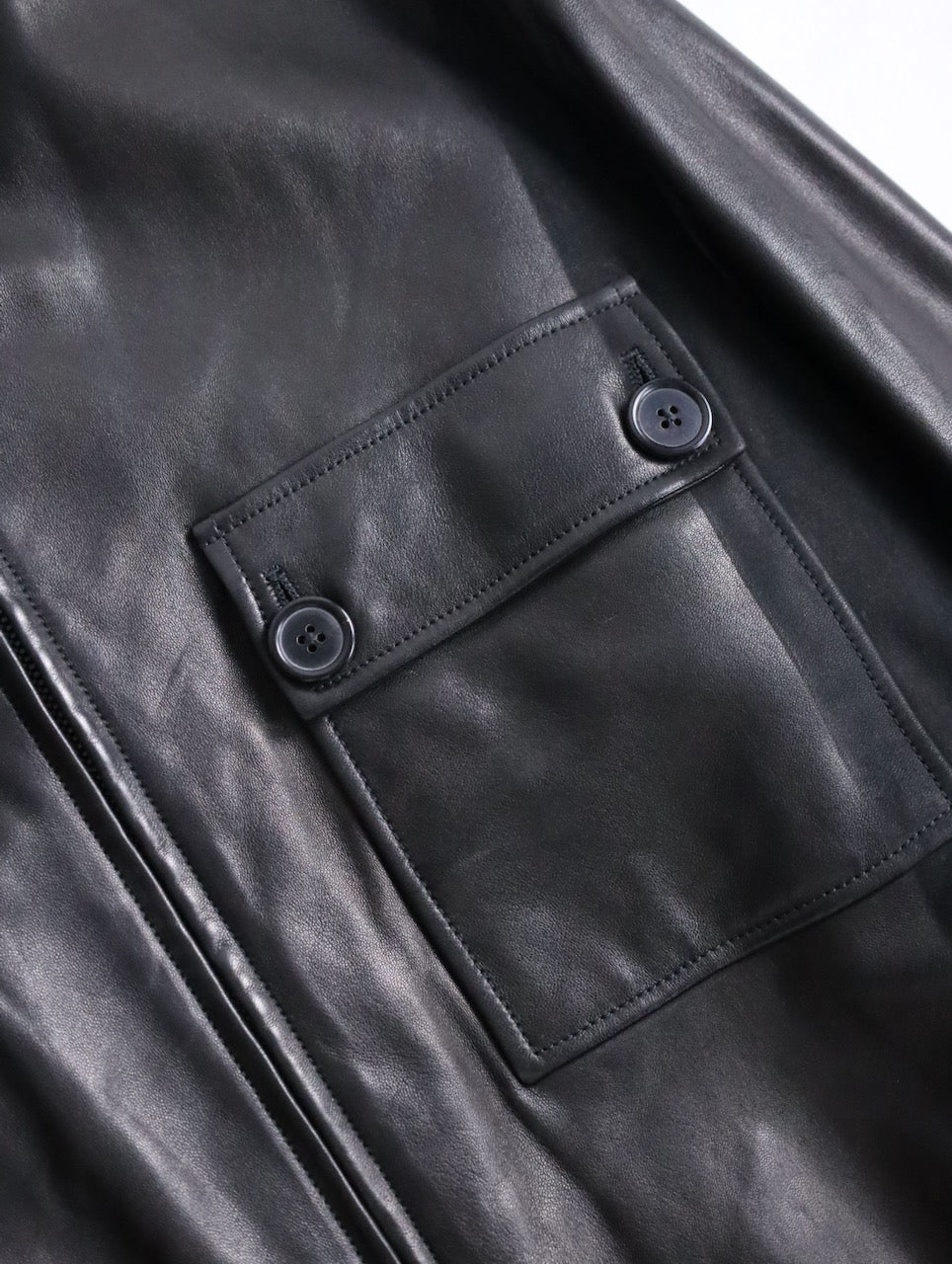 HERMES lamblether half coat black