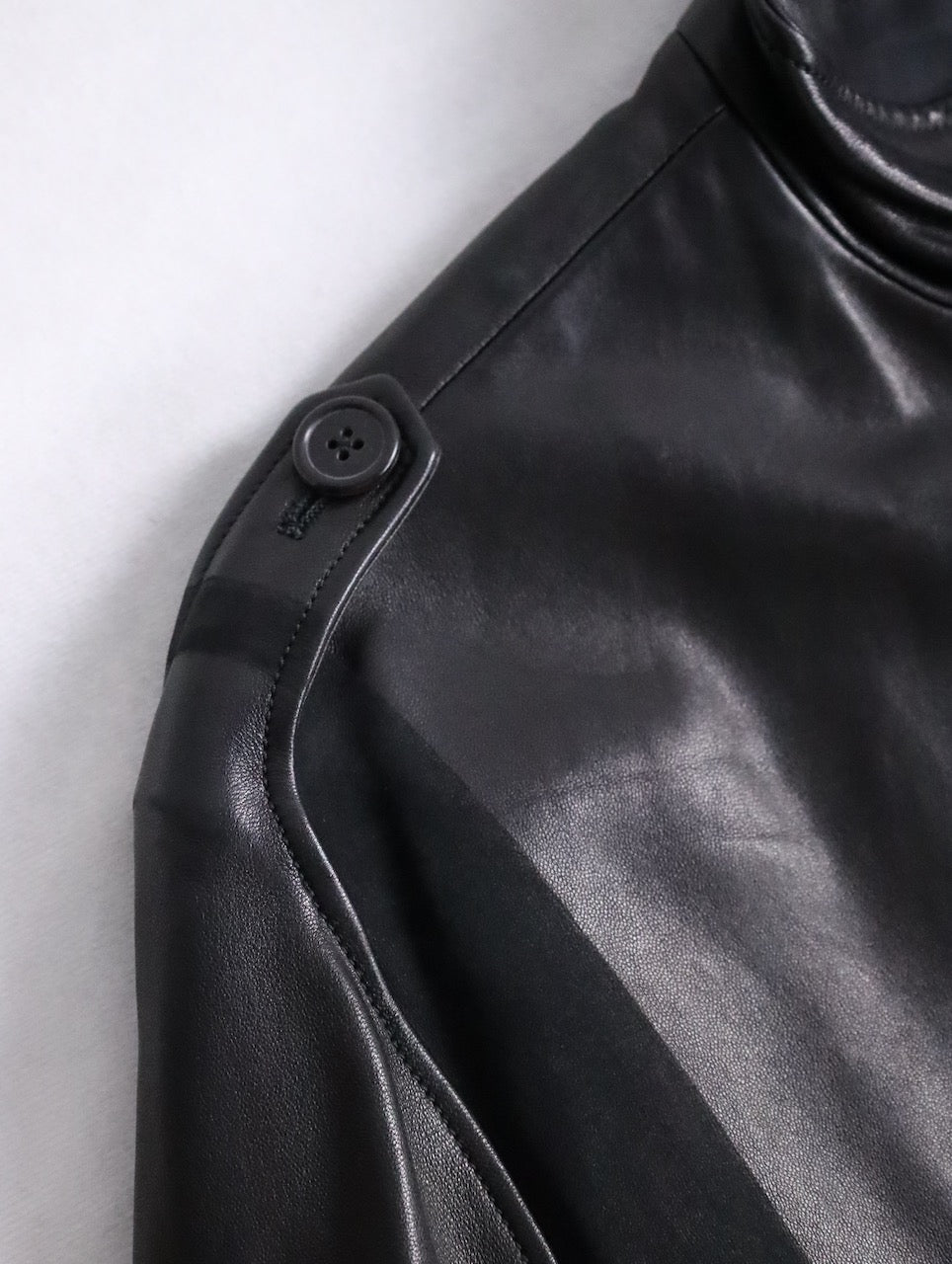 HERMES lamblether half coat black