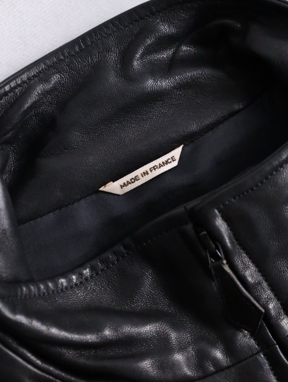 HERMES lamblether half coat black
