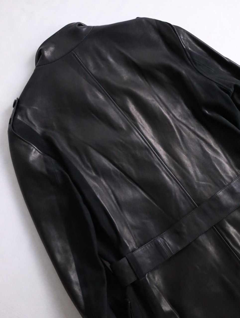 HERMES lamblether half coat black
