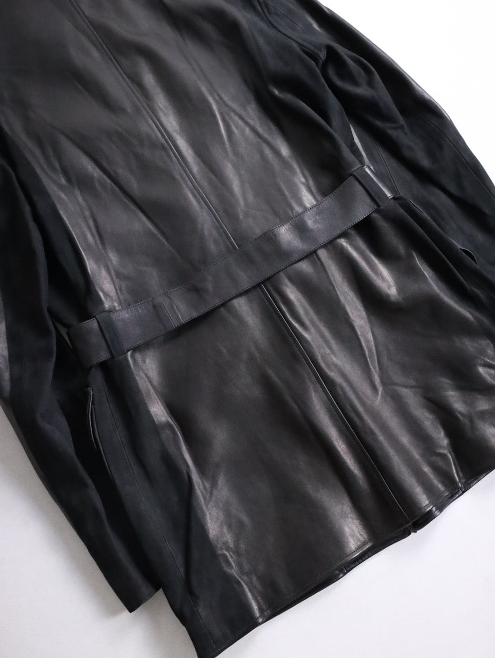 HERMES lamblether half coat black