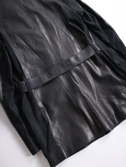 HERMES lamblether half coat black