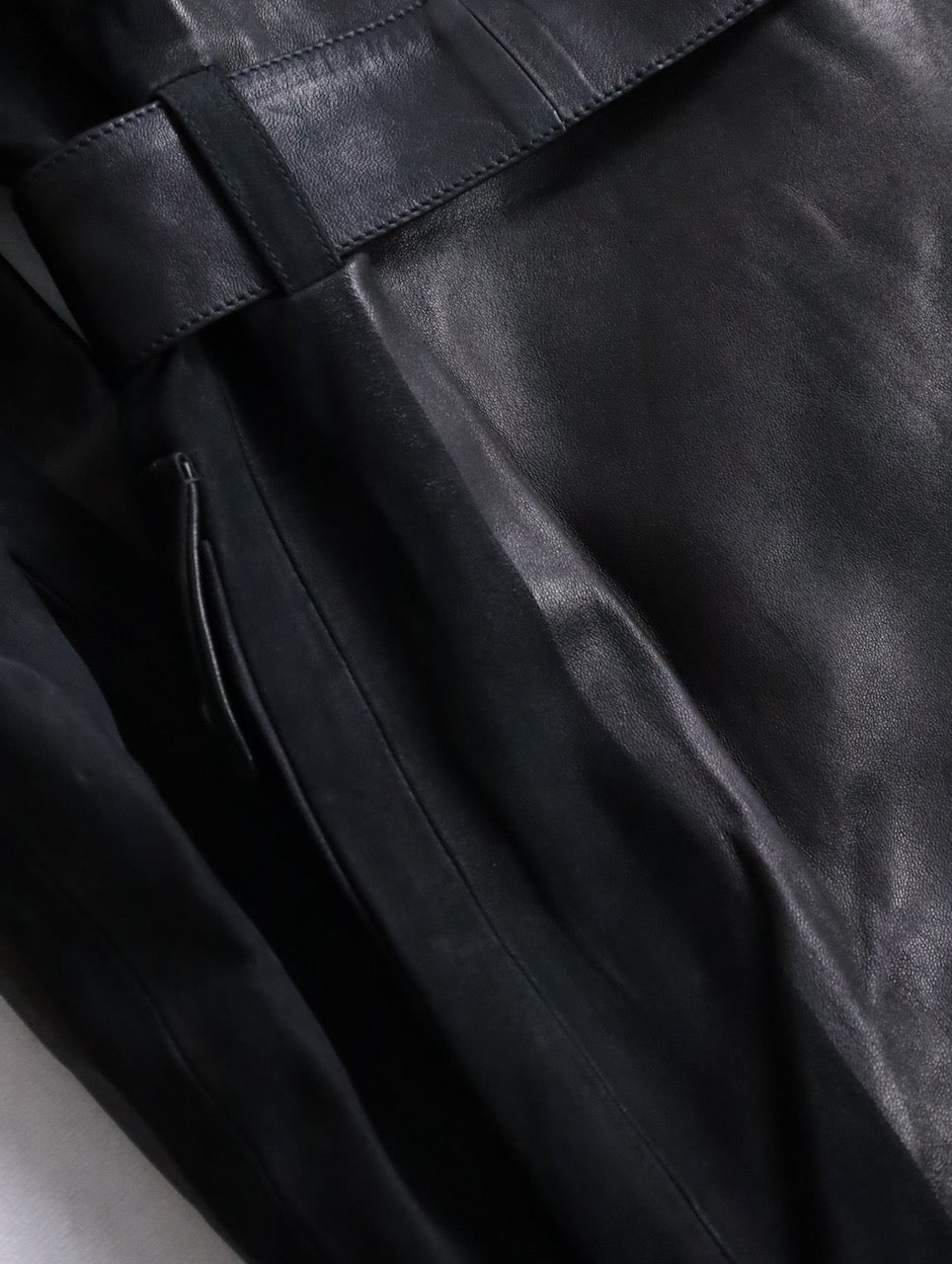 HERMES lamblether half coat black