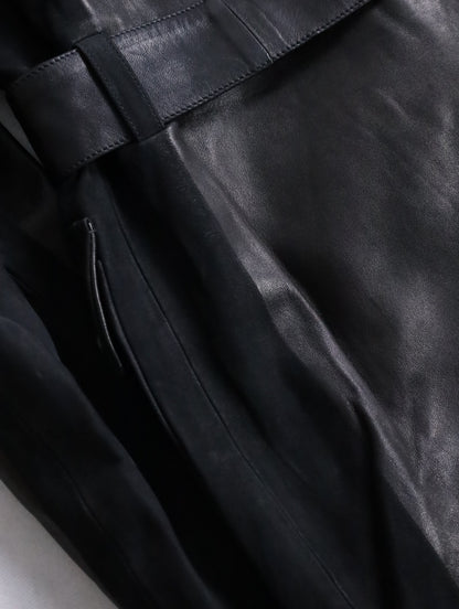 HERMES lamblether half coat black