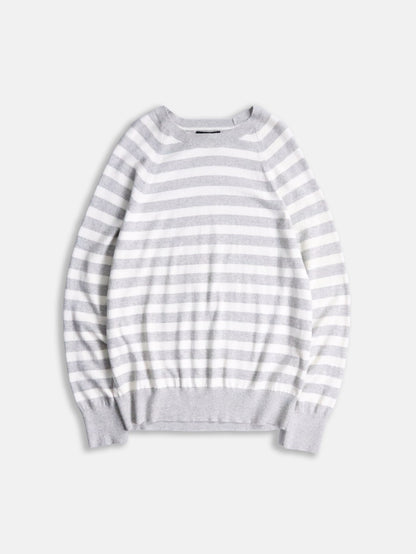 BANANA REPUBLIC cotton cashmere border sweater gray-white