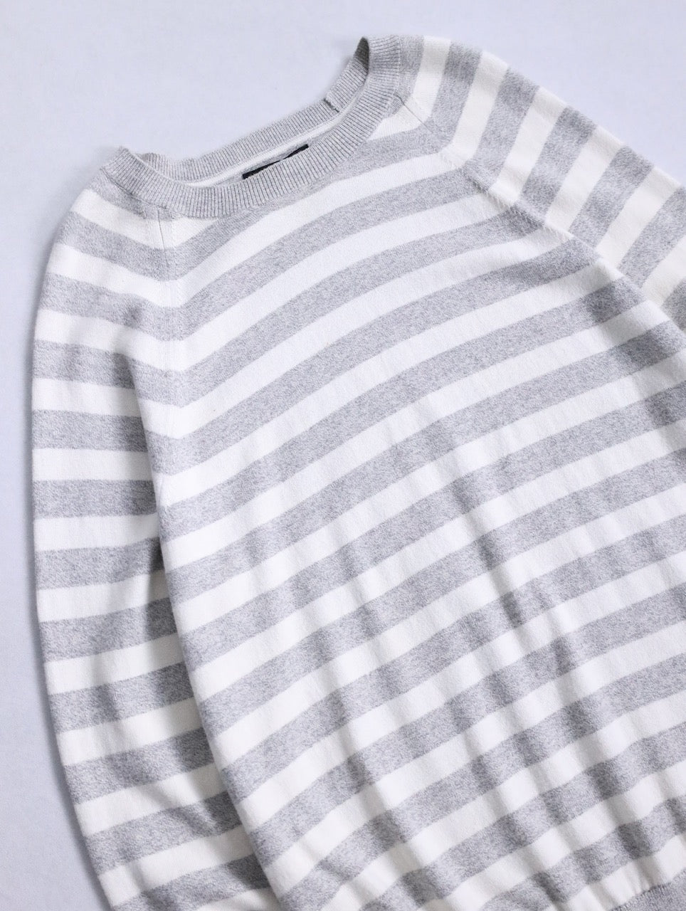 BANANA REPUBLIC cotton cashmere border sweater gray-white