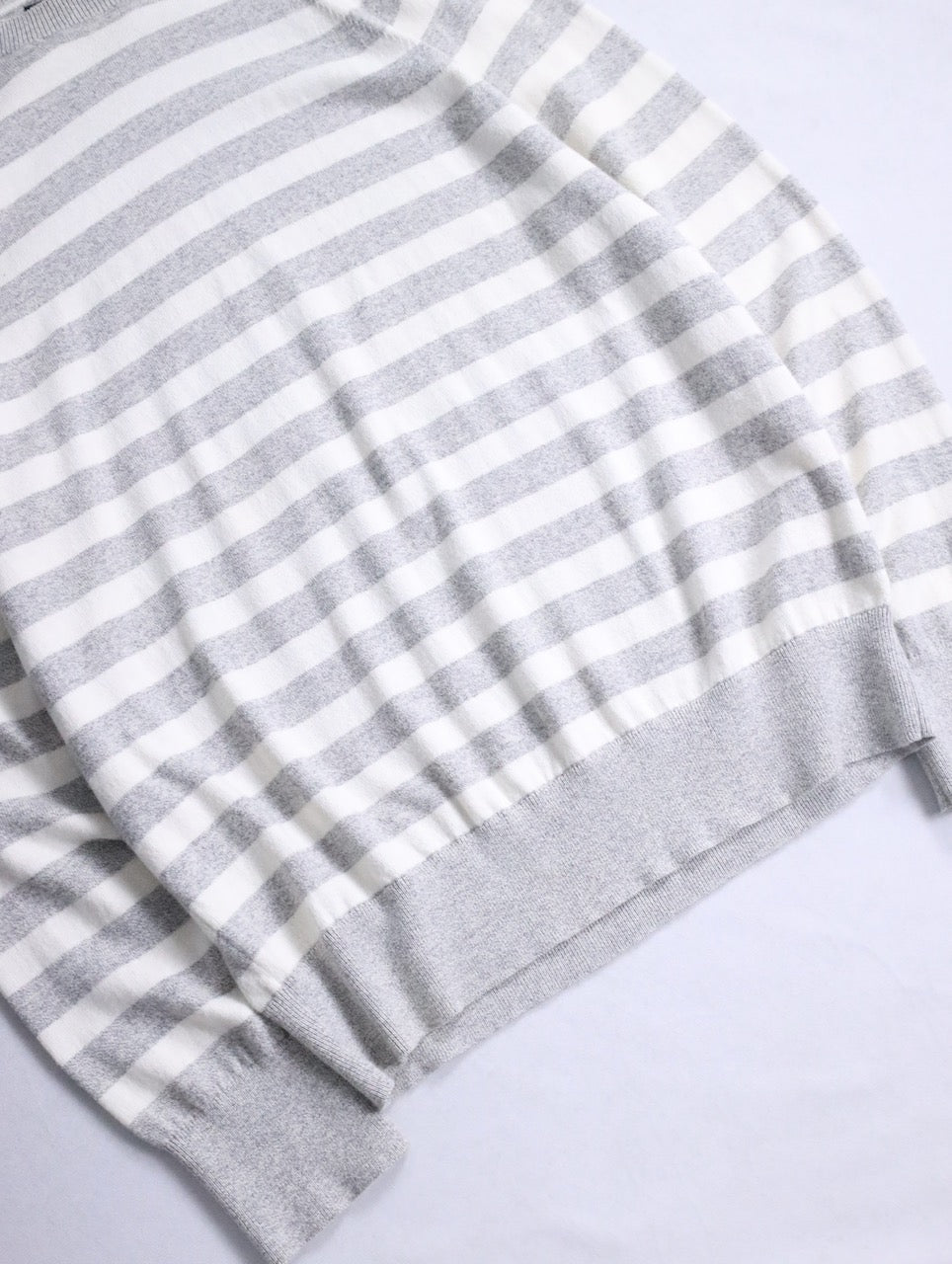 BANANA REPUBLIC cotton cashmere border sweater gray-white