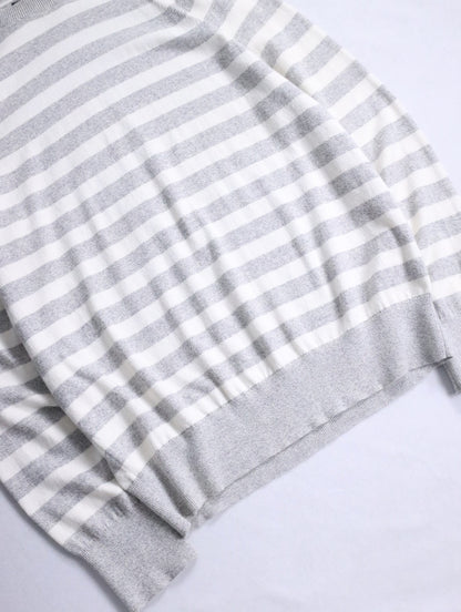 BANANA REPUBLIC cotton cashmere border sweater gray-white