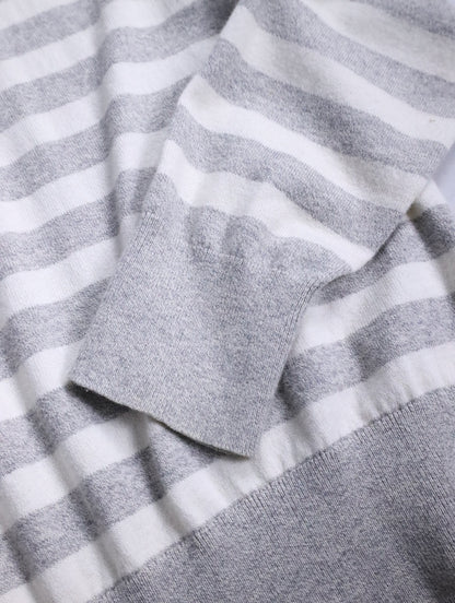 BANANA REPUBLIC cotton cashmere border sweater gray-white