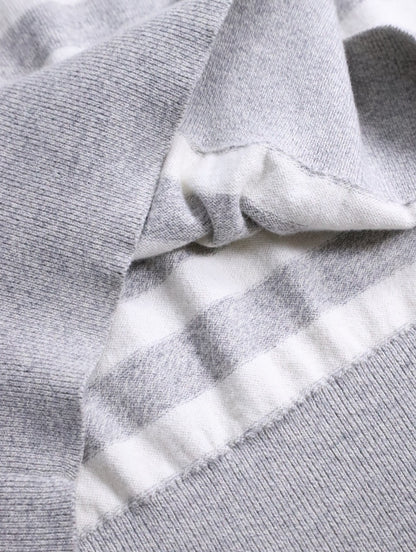 BANANA REPUBLIC cotton cashmere border sweater gray-white