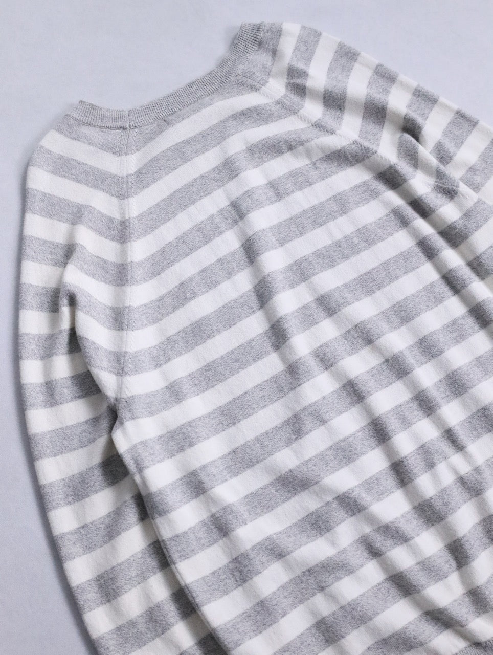 BANANA REPUBLIC cotton cashmere border sweater gray-white
