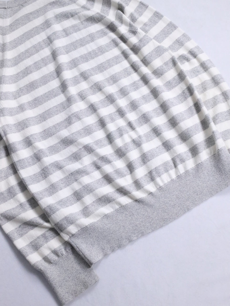 BANANA REPUBLIC cotton cashmere border sweater gray-white